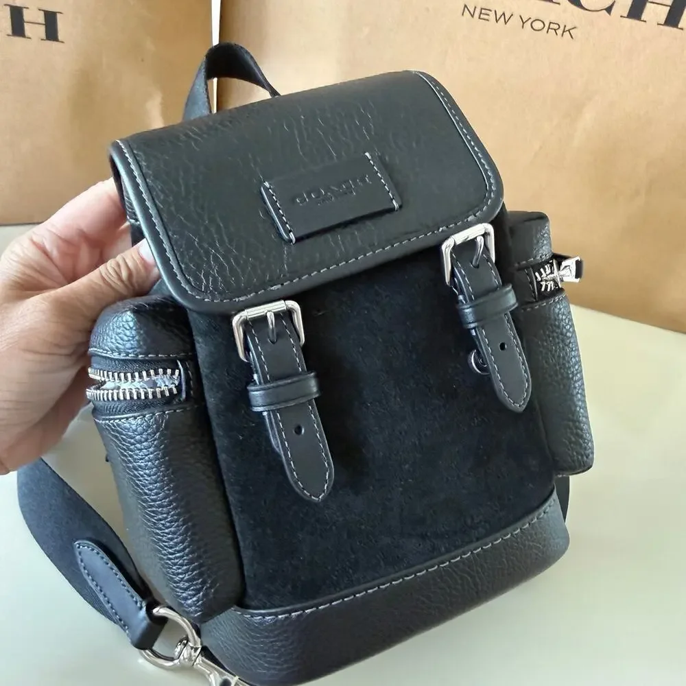 Last 1‼️Coach CCE79 Sprint Sling Pack Suede Small Messenger Bag Black
